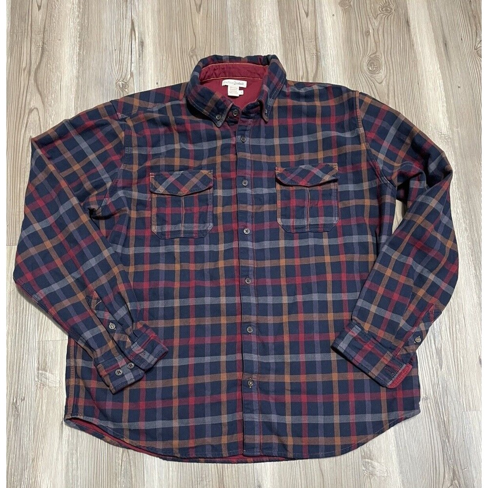 Carbon 2 Cobalt Mens Size L Long Sleeve Button Up Blue Plaid Flannel Shirt